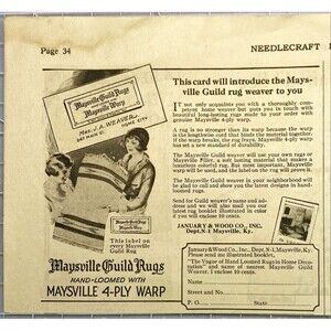 January & Wood Inc. Maysville Guild Rugs Hand-Loomed Vintage Print Ad 1926